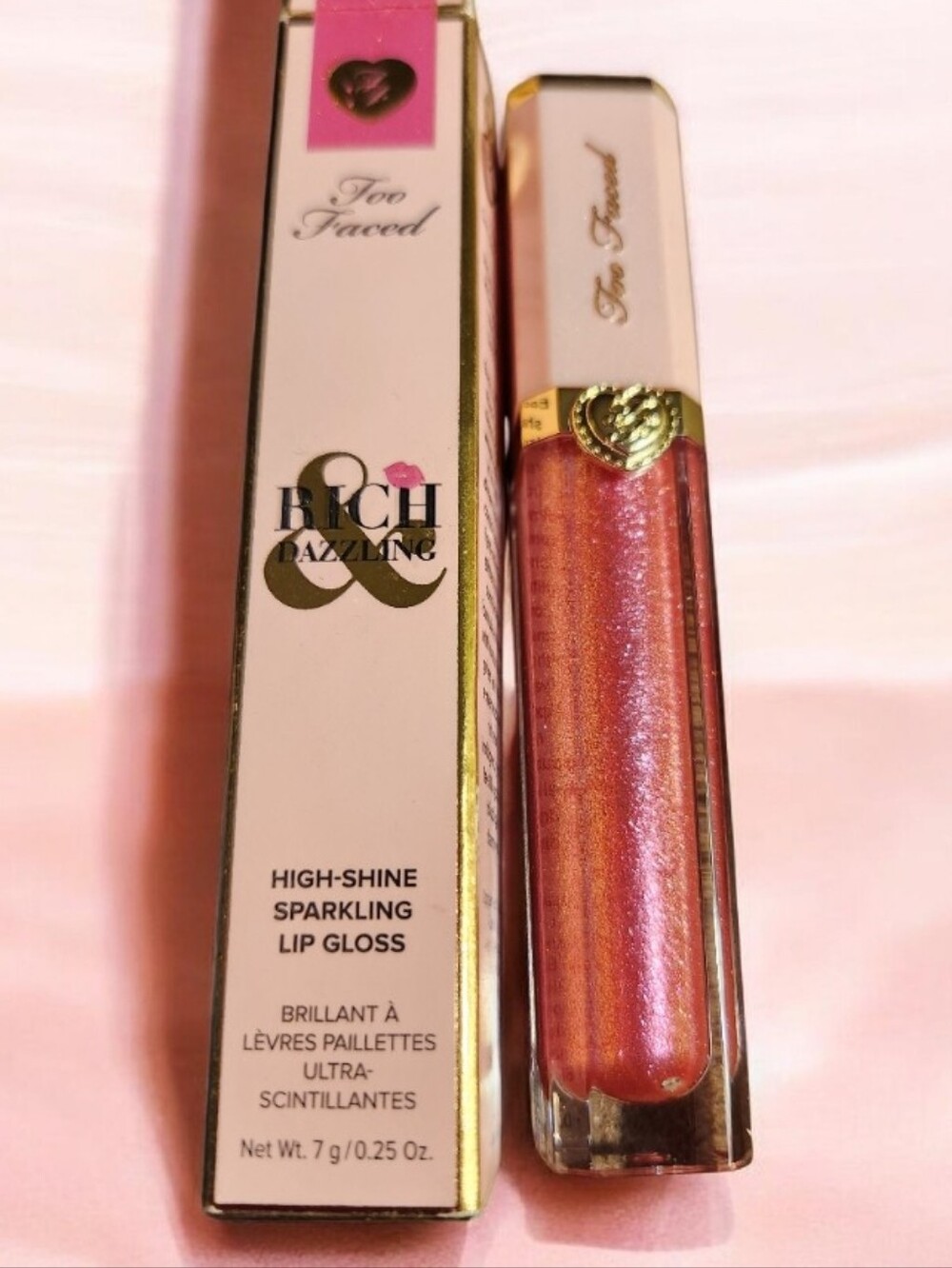 Too Faced Sparkling Rose Pink High-Shine Lip Gloss■ NIB